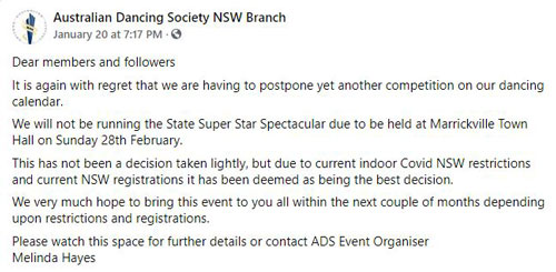 ADS NSW branch competition changes