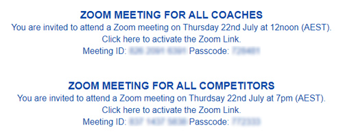 Open meetings for all DSA Coaches and Competitors will be conducted on Thursday 22nd July 2021.