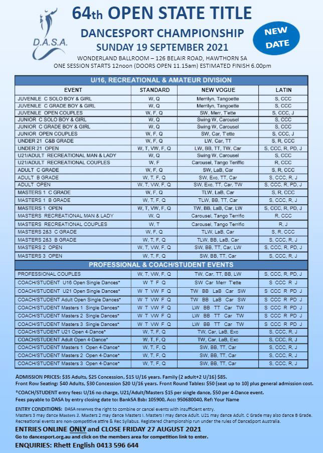 DASA Open State Title syllabus