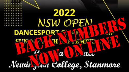 2022 NSW Open Back Numbers