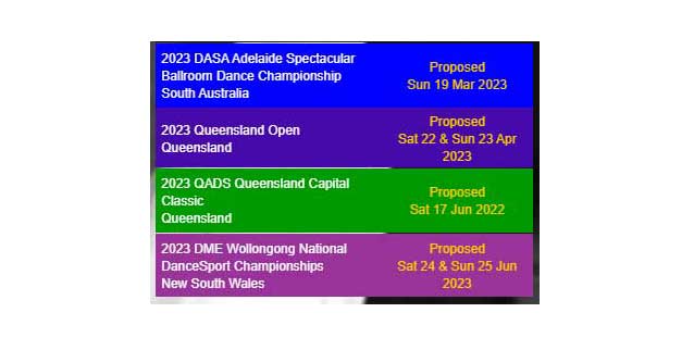 Calendar dates showing proposed