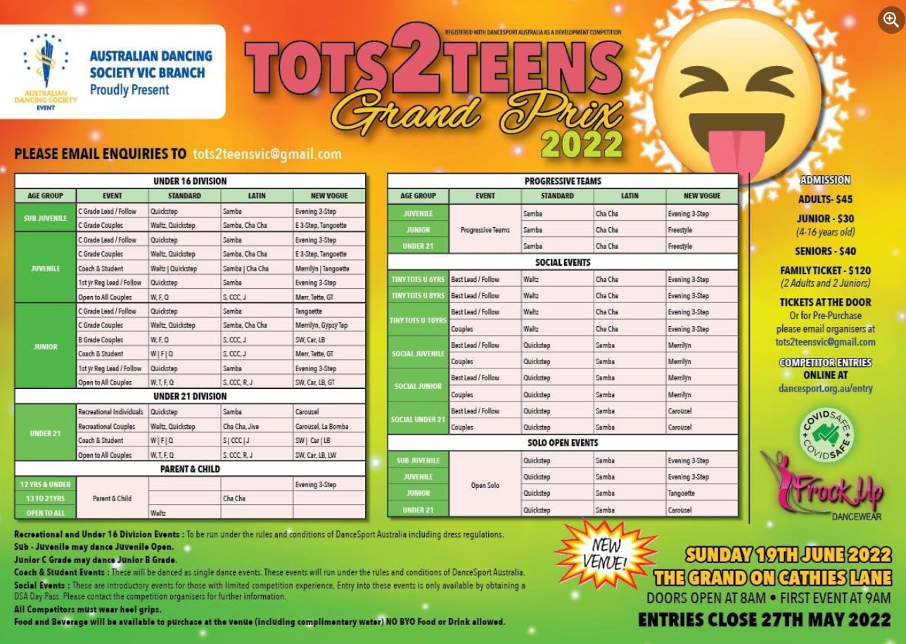 ADS Victoria Tots 2 Teens Grand Prix syllabus