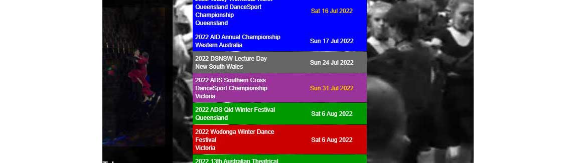 DanceSport Australia online calendar