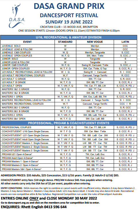 DASA Grand Prix syllabus