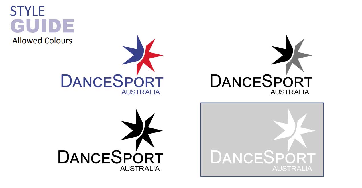 DanceSport Australia Style Guide colours