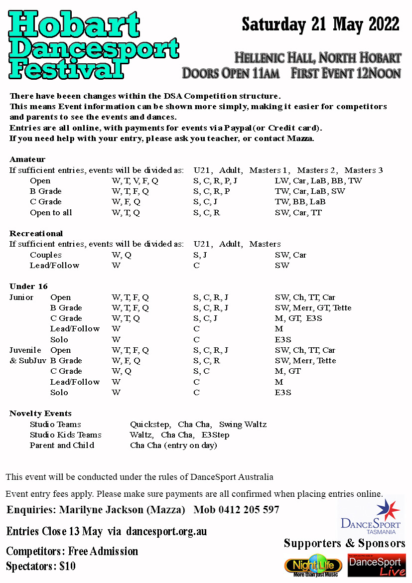 Hobart Dance Festival May Syllabus