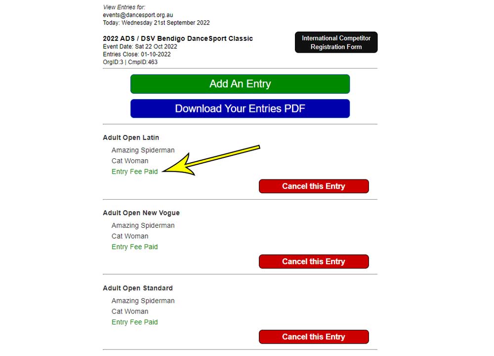 How to pay entry fees 5