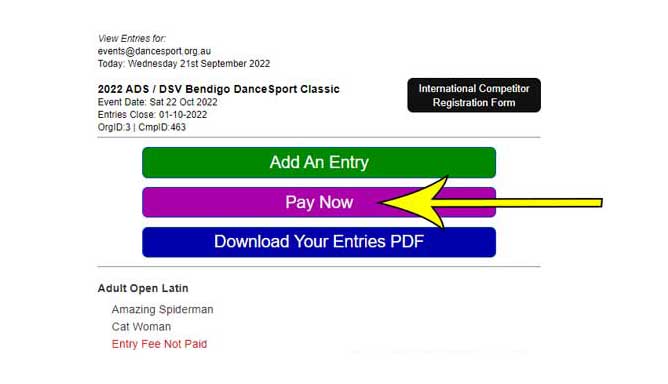How to Pay Competition Entry Fees