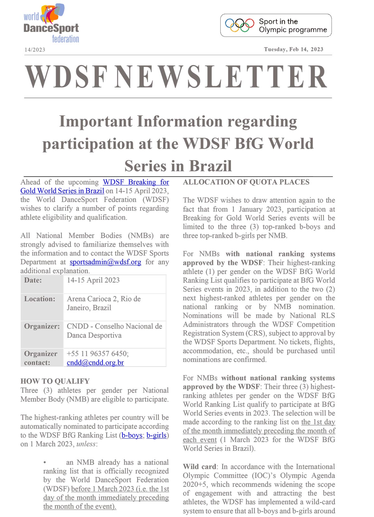 WDSF Newsletter BFG World Series in Brazil pic 1