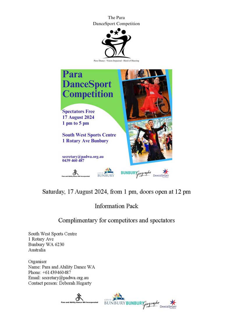 Para DanceSport Competition information sheet 1