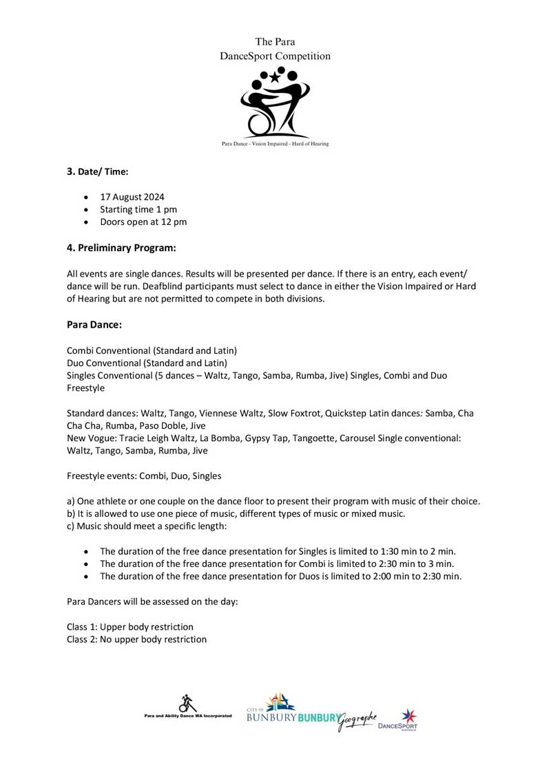 Para DanceSport Competition information sheet 3