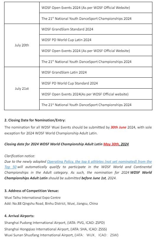 WDSF Asian DanceSport Festival 2024 info page 2