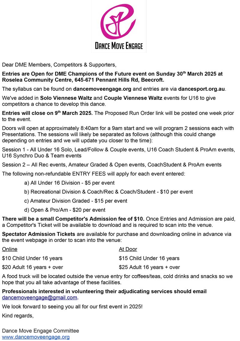 2025 DME Champions of the future - March - information