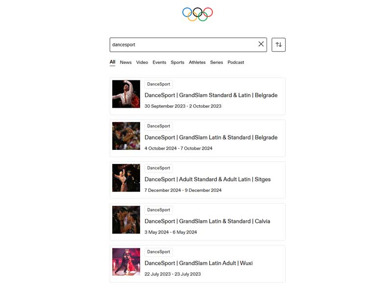 Olympic Channel search DanceSport