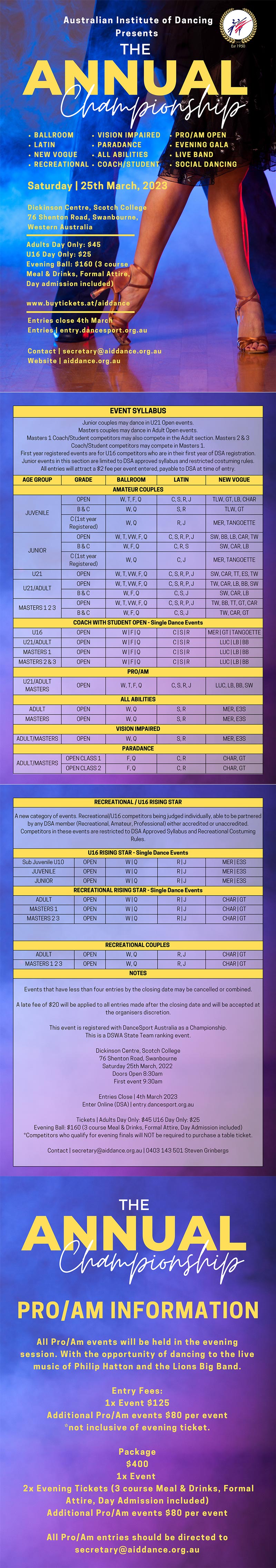 2023 AID Annual Championship poster syllabus and information