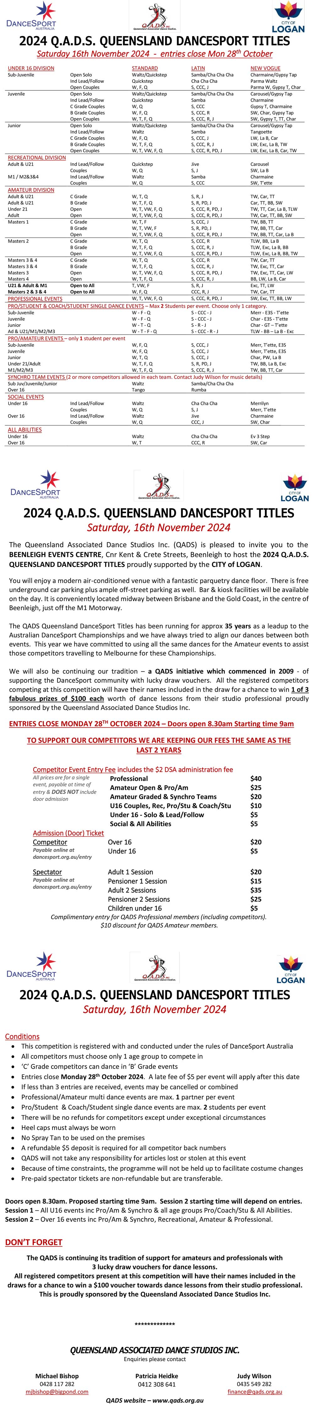 2024 QADS syllabus and competition information