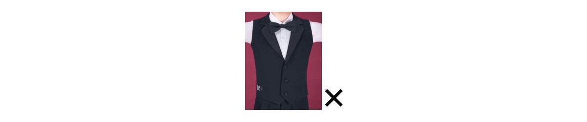 Dress restrictions on vests for juvenile boys in Dancesport