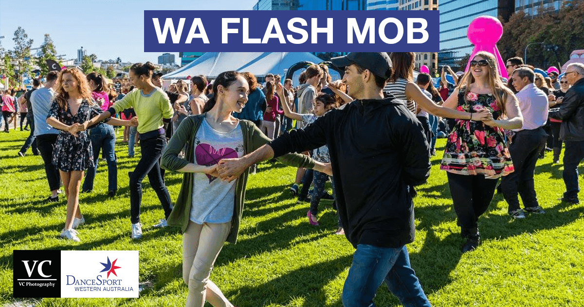 Big smiles at the Flash Mob June 2017 from DanceSport Western Australia