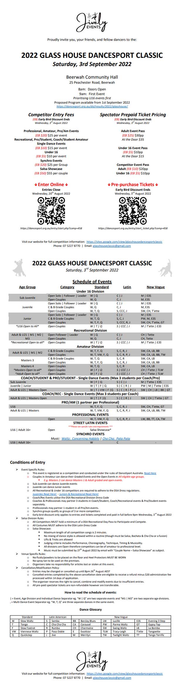 Syllabus for 2022 Jively Glass House DanceSport Classic