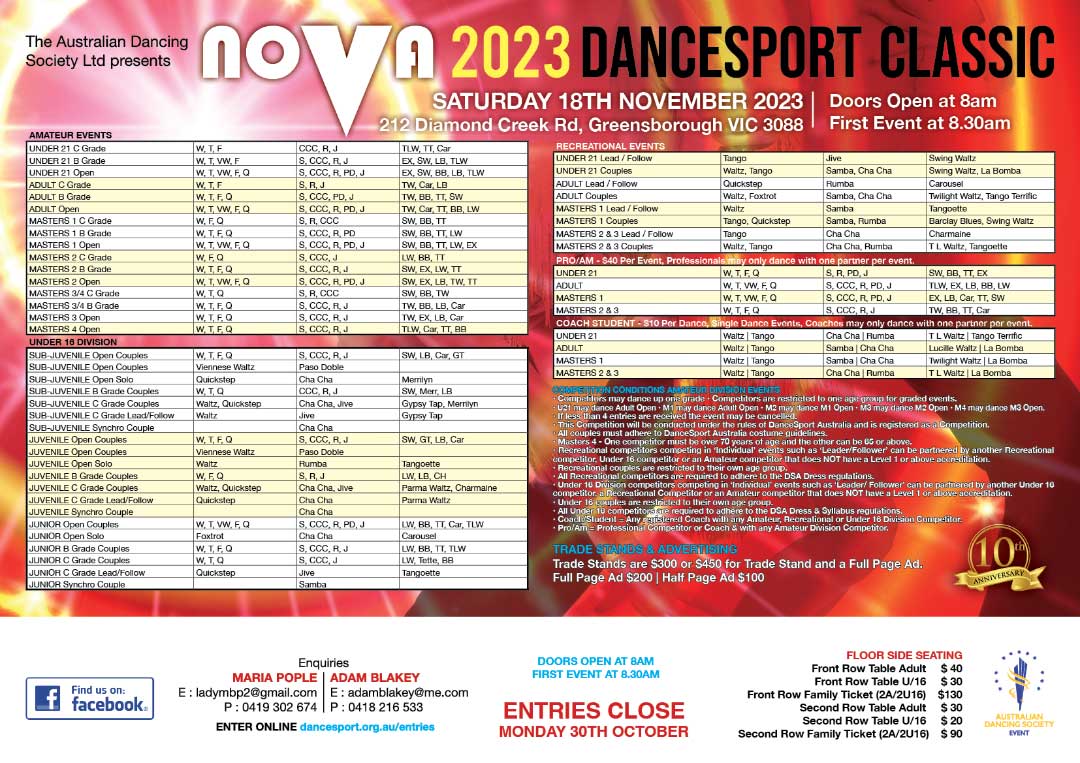 Syllabus for 2023 ADS Nova DanceSport Classic