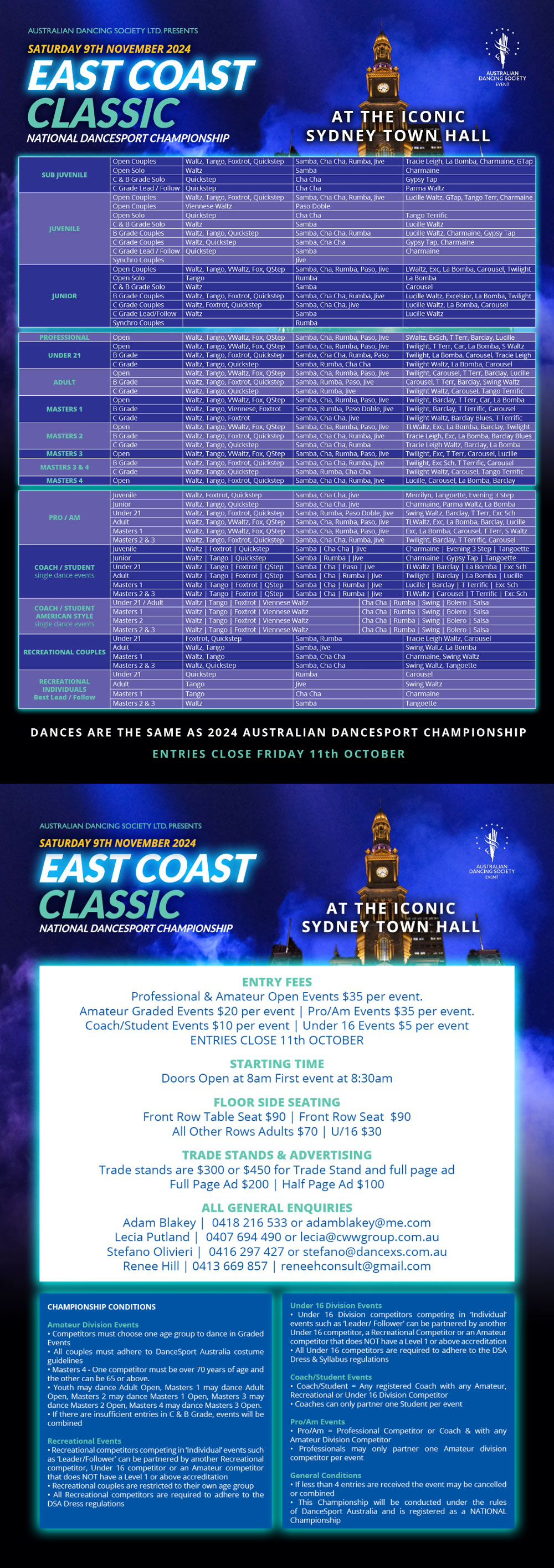 Syllabus for 2024 ADS East Coast Classic National DanceSport Championship