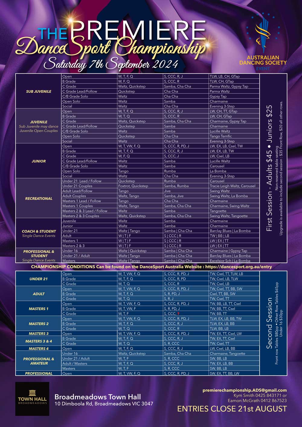 Syllabus for 2024 ADS Premiere DanceSport Championship