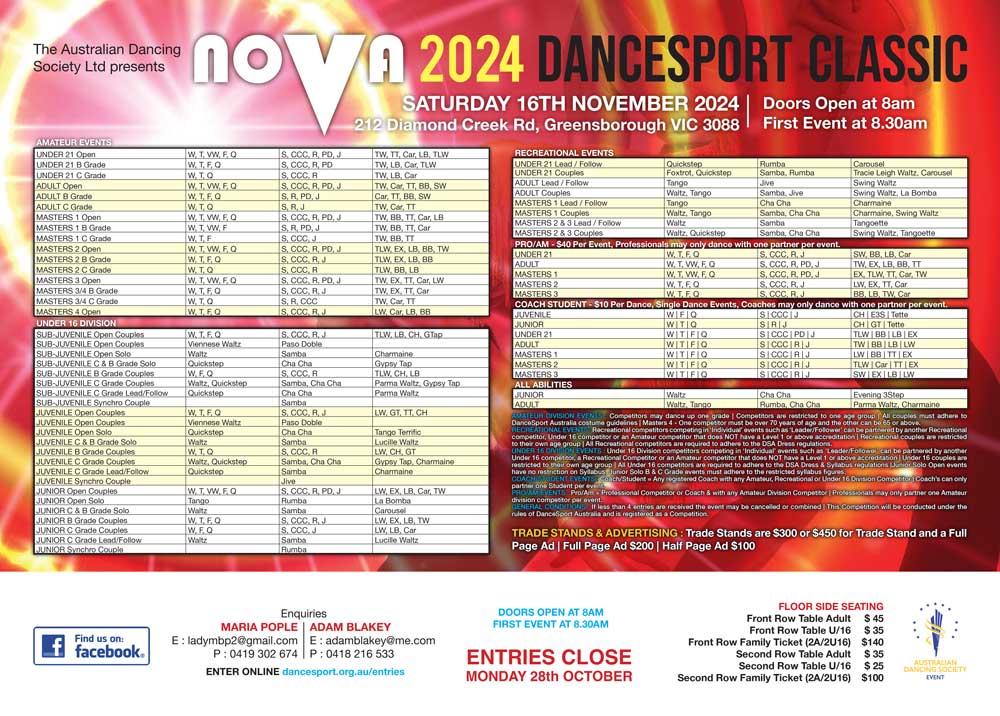 Syllabus for 2024 ADS Nova DanceSport Classic