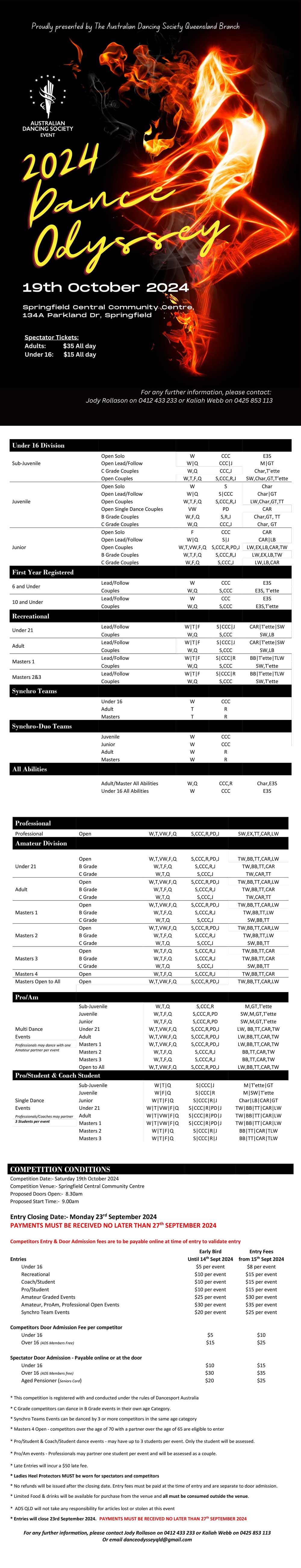 Syllabus for 2024 ADS Qld Dance Odyssey