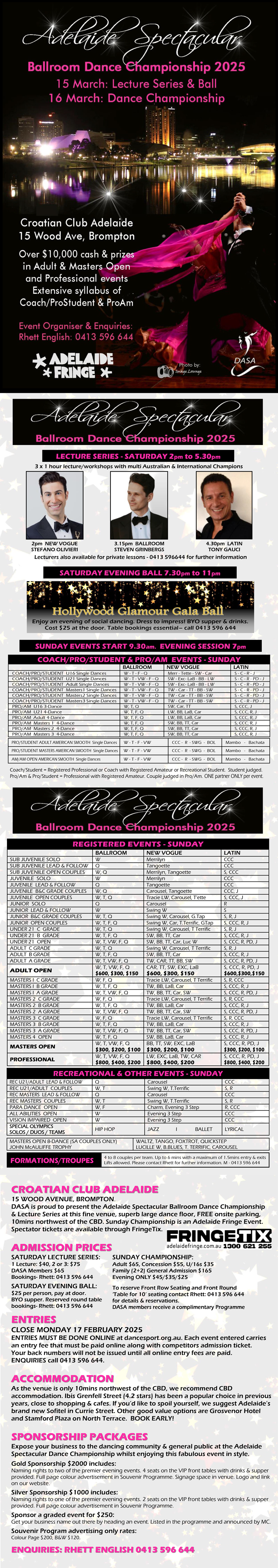 Syllabus for 2025 DASA Adelaide Spectacular Ballroom Dance Championship