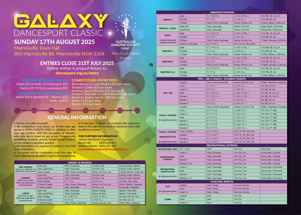 Syllabus for 2025 ADS Galaxy DanceSport Classic