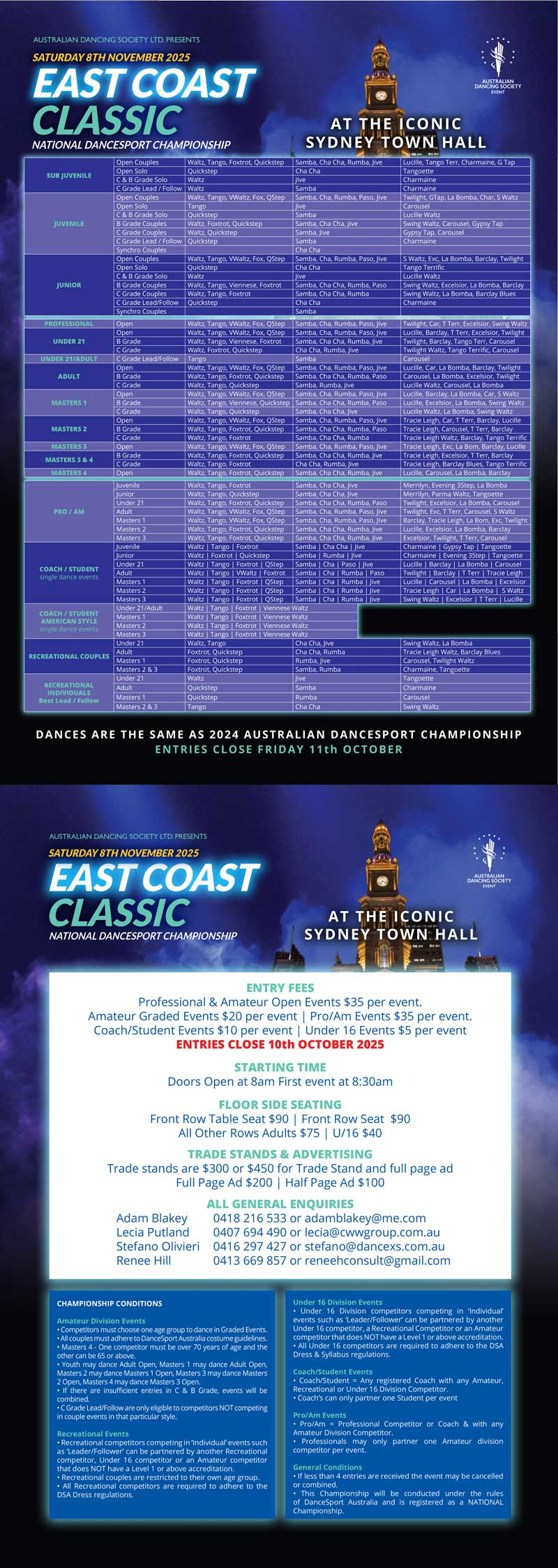 Syllabus for 2025 ADS East Coast Classic National Championship