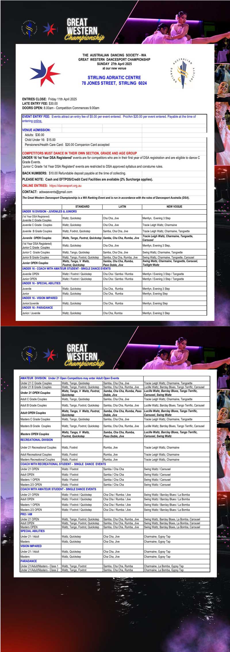 Syllabus for 2025 ADS Great Western Championship