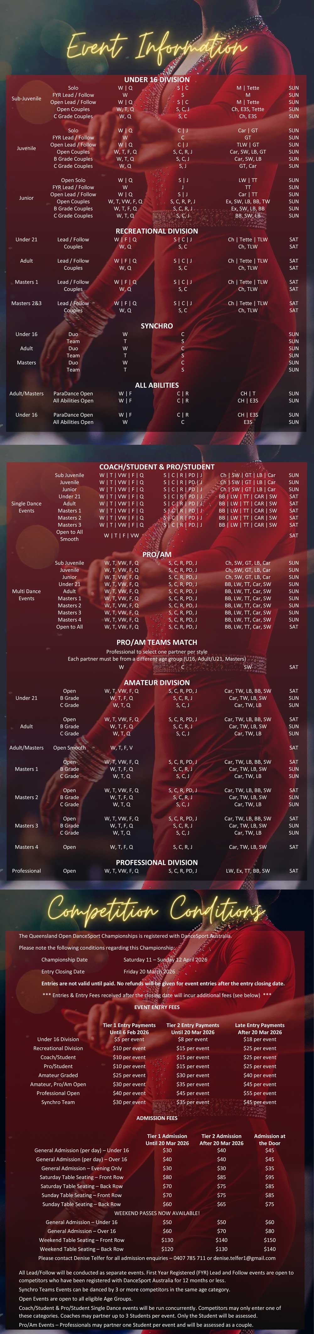 Syllabus for 2026 Queensland Open Championship