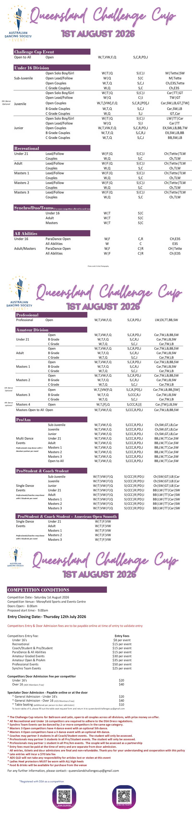 Syllabus for 2026 ADS Queensland Challenge Cup
