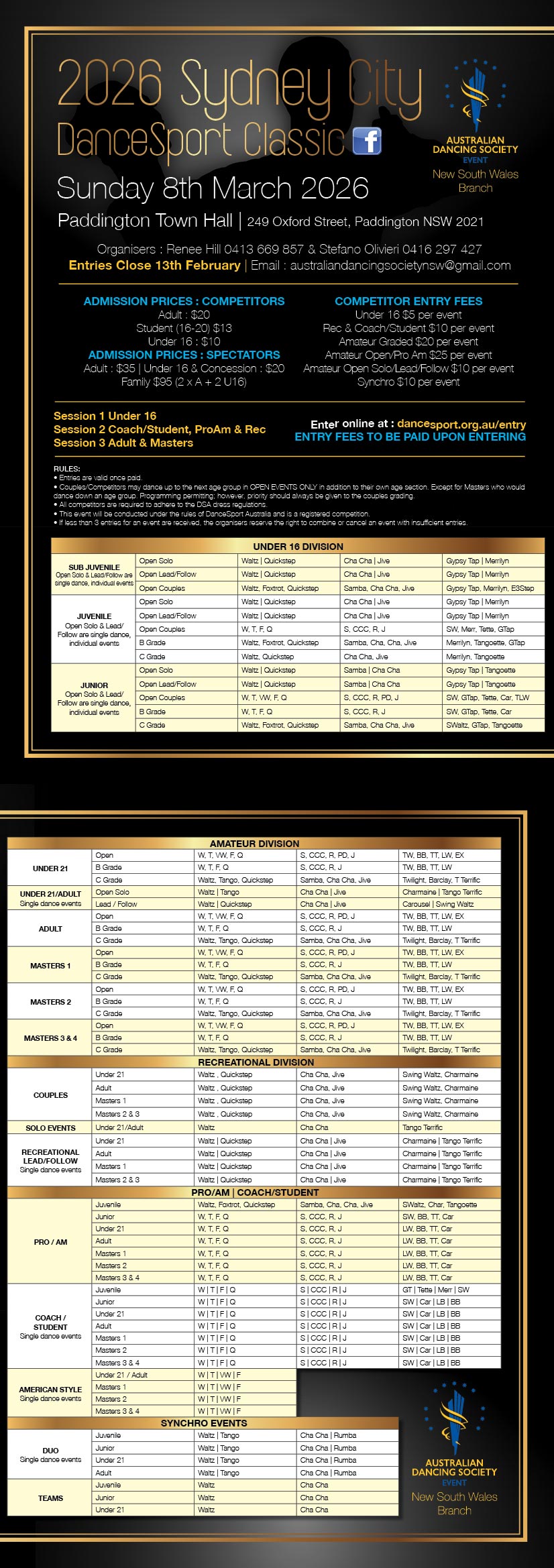 Syllabus for 2026 ADS Sydney City DanceSport Classic